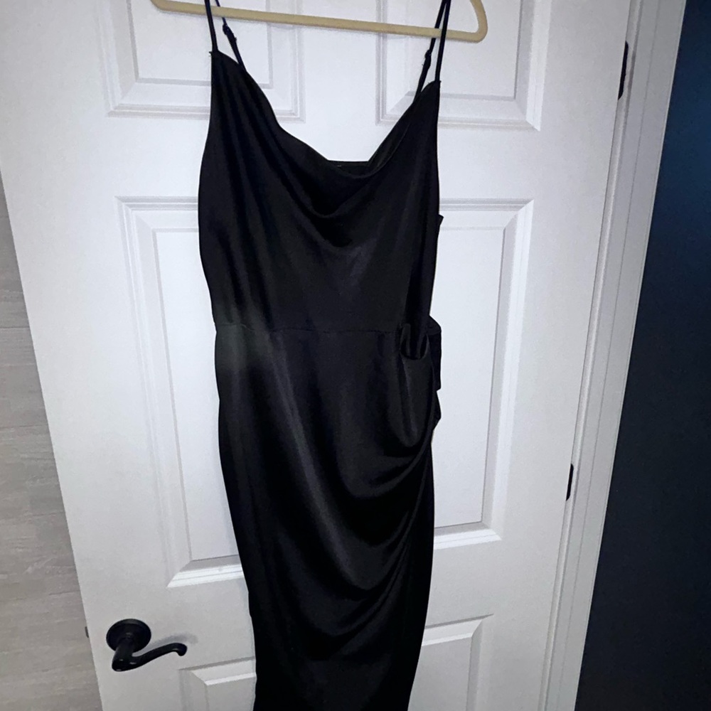 Elegant Satin Black Women's Dress